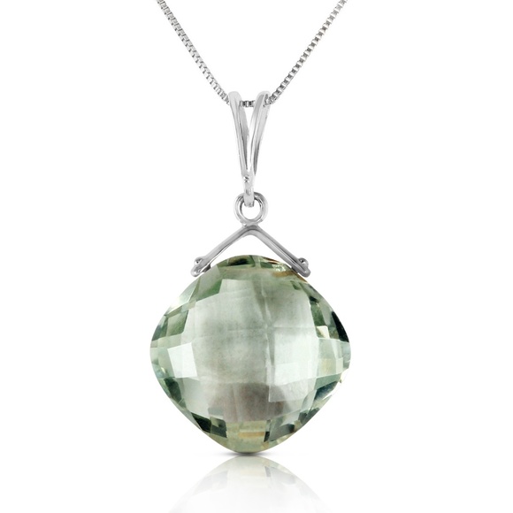 Galaxy Gold Products Jewelry - NECKLACE W/NATURAL CHECKERBOARD CUT GREEN AMETHYST